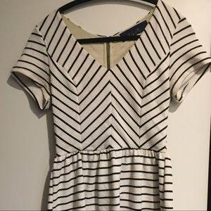 Black & White Striped Dress with Gold Zipper